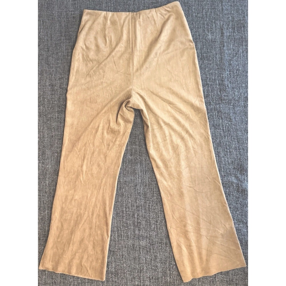 Lysse New York Vegan Suede Crop Pants Womens S Tan Pull On Stretch Chic Chino